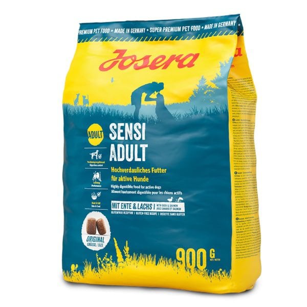 1655372683_josera-sensi-adult-sausa-bariba-suniem-ar-jutigu-gremosanas-sistemu-ar-pili-un-lasi-900g Josera Sensi Adult сухой корм для собак с чувствительной пищеварительной системой с уткой и лососем, 900 г — изображение 1