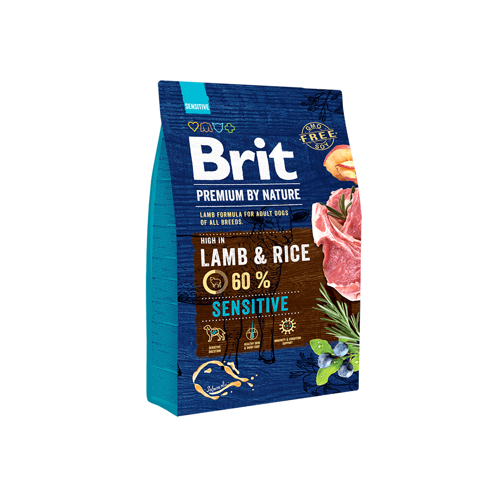09ee2e67acb93e68381ab6c9b54ccc1e Brit Premium By Nature Sensitive Lamb сухой корм для чувствительных собак с ягненком и рисом, 3 кг — изображение 1