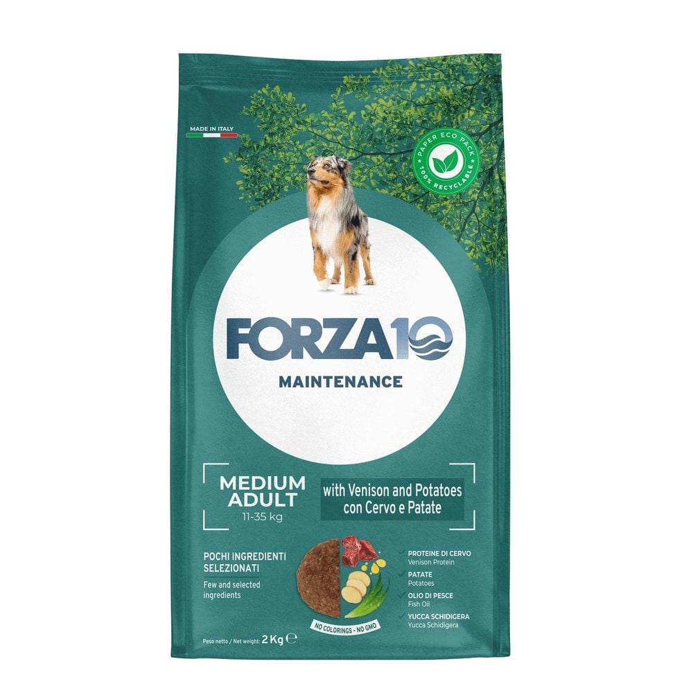 0111002_f10mant-dogmedadu-cervpatdry2kg_front Forza10 Maintenance Medium Adult сухой корм для взрослых собак средних пород с олениной и картофелем, 2 кг — изображение 1