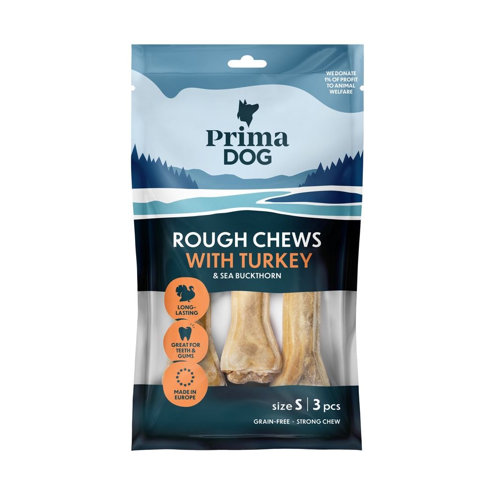 6430076894281 PrimaDog Rough Chews Turkey-Sea Buckthorn жевательная кость для собак с начинкой из индейки и облепихи, для гигиены рта, 105 г — изображение 1
